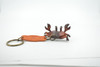 Crab, Key Chain, Leather, Marine Crustaceans, Brown, Hand Made, Keychain, Thailand, Key Fob, Keys, Lifelike Model, Gift,       2"      THL06 BB69