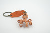 Octopus, Key Chain, Leather, Marine Mollusc, Octopoda, Octopi, Brown, Hand Made, Keychain, Thailand, Key Fob, Keys, Lifelike Model, Gift,       2"     THL07 BB69