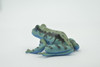 Frog, Green & Blue, Amphibians, High Quality, Hand Painted, Rubber, Realistic, Model, Replica, Toy, Kids, Educational, Gift,      2 1/2"     RI32 B177  