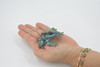 Frog, Green & Blue, Amphibians, High Quality, Hand Painted, Rubber, Realistic, Model, Replica, Toy, Kids, Educational, Gift,      2 1/2"     RI32 B177  