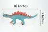 Stegosaurus, Plate-backed Dinosaur, Jurassic, Hand Painted, Educational, Soft Rubber, Lifelike Model,   18 Inches Long, 7 Inches Tall.