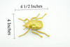Gold Beetle, Resplendent Beetle, Hand Painted, Rubber Insect, Educational, Realistic Figure, Lifelike Model,  4 1/2 Inches Long.
