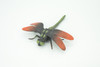 Dragonfly, Green and Red, Emerald Dragonflies, Hand Painted, Rubber Insect, Educational, Realistic Figure, Lifelike Model, Gift,   5"  AR24 B329