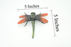 Dragonfly, Green and Red, Emerald Dragonflies, Hand Painted, Rubber Insect, Educational, Realistic Figure, Lifelike Model, 5 Inches.