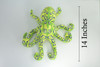 Octopus, Green Plush Animal, Soft, Stuffed Toy, Educational, Realistic, Beautiful Design, Figure, Lifelike, Replica, Gift,      14"   RI52 B661