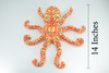 Octopus, Orange, Plush Animal, Soft, Stuffed Toy, Educational, Realistic, Beautiful Design, Figure, Lifelike, Replica, Gift,      14"   RI53 B663