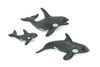 Orca Family, Killer Whales, Set of 3, Very Nice Rubber Design, Educational, Realistic Figure, Lifelike, Replica,Toy, Kids, Gift, 4 Inches. F3916 B619