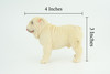 Bulldog, English Bulldog, British, White, Rubber Canine, Hand Painted, Educational, Realistic, K9, Diorama, Figure, Model, Replica, Toys, Kids, Gift, 5 Inches. CH834 BB195