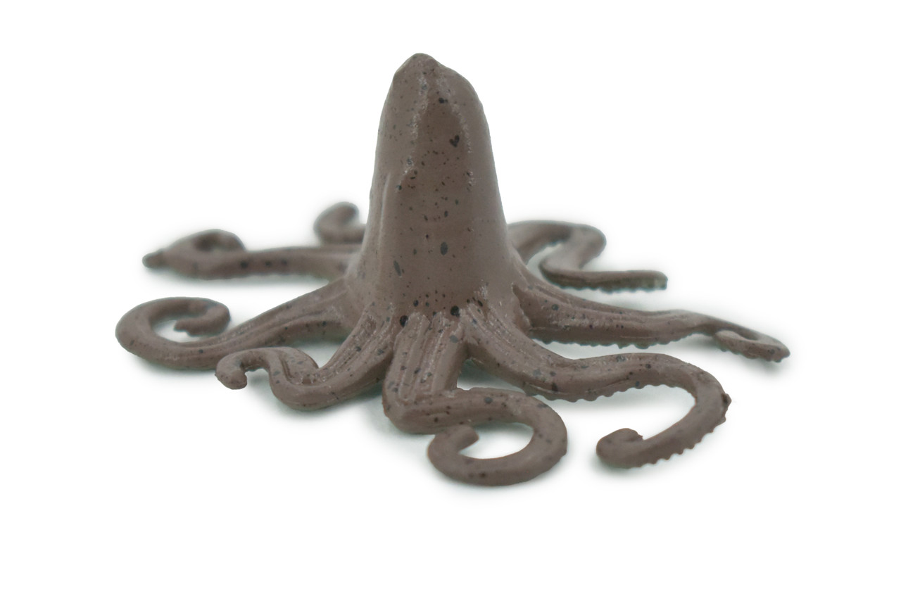 Octopus, Octopuses, Brown, Rubber Octopodes, Educational, Realistic Hand Painted, Figure, Lifelike Figurine, Replica, Gift,       2"  