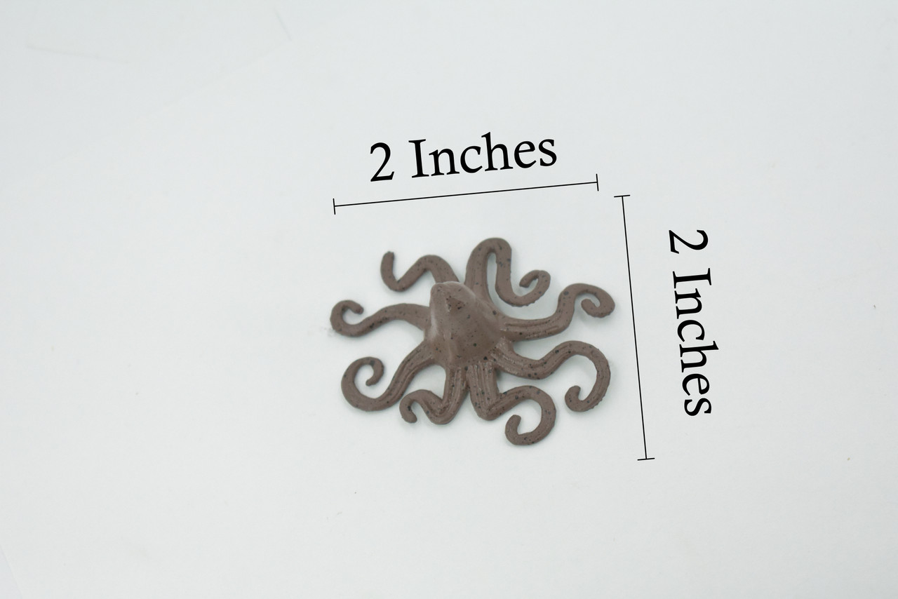 Octopus, Octopuses, Brown, Rubber Octopodes, Educational, Realistic Hand Painted, Figure, Lifelike Figurine, Replica, Gift,       2"  