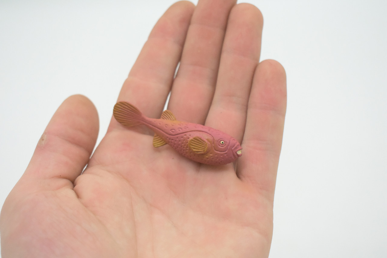 Pufferfish, Blowfish, Saltwater Fish, Rubber, Realistic, Figure, Model, Replica, Toy, Kids, Educational, Gift,    2 1/2" 