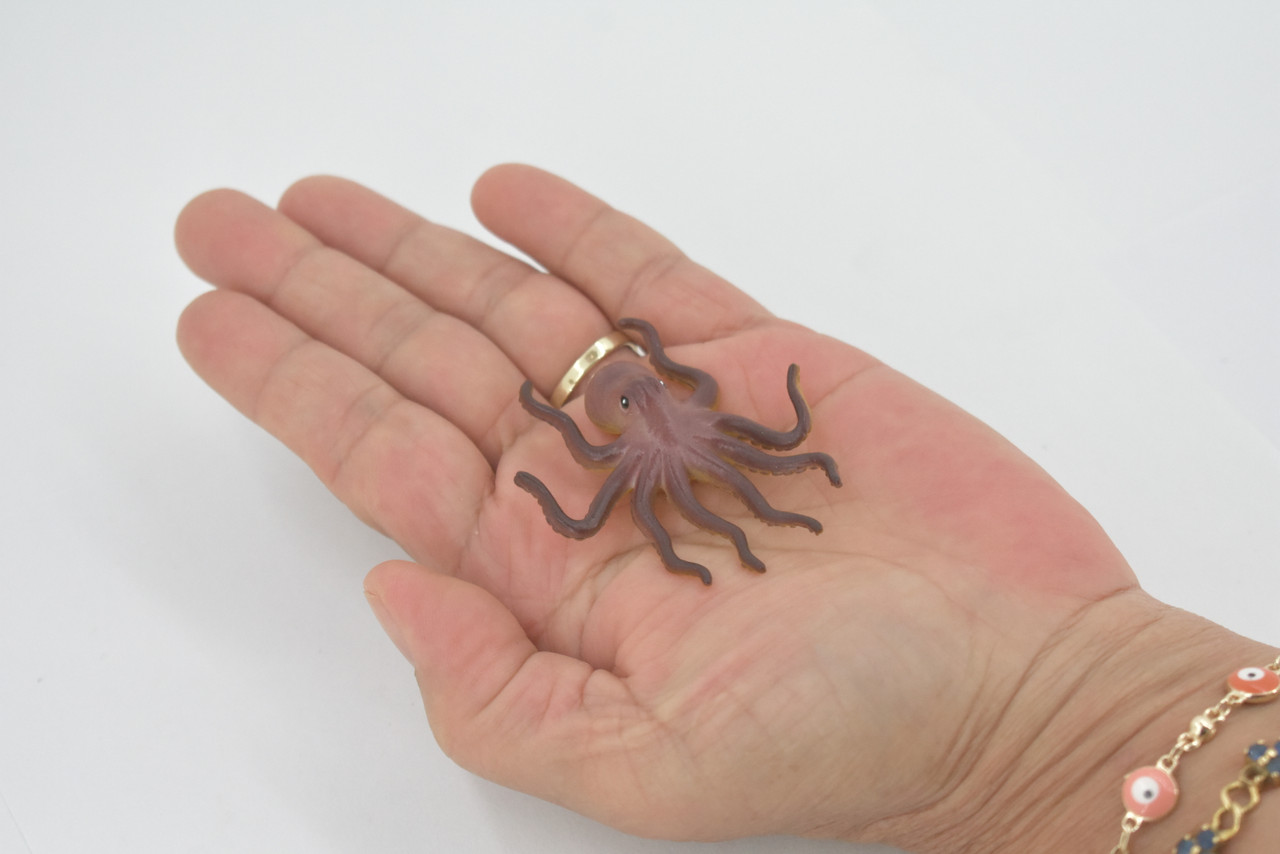 Octopus,  Octopuses, Rubber Octopodes, Saltwater, Realistic, Rubber, Design, Educational, Figure, Lifelike, Model, Replica, Gift    2 1/2"    F600 B34