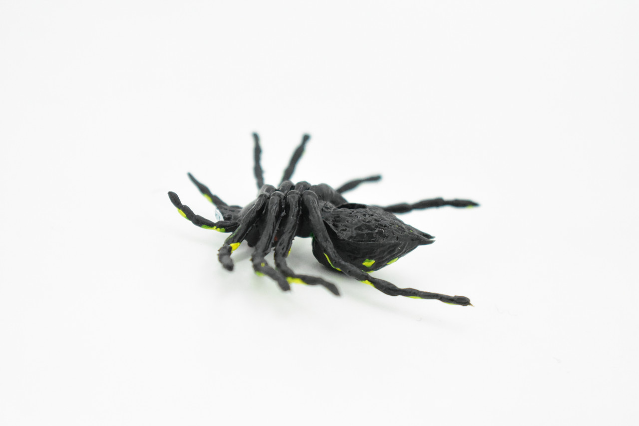 Spider, Yellow Spots, Rubber Insect, Realistic Figure, Model, Replica, Kids Educational Gift,         2"     F921 B40