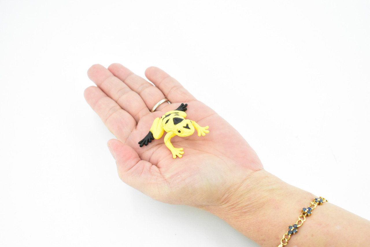 Frog, Yellow Spotted Poison Dart Frog, Rubber Toy, Realistic, Rainforest, Figure, Model, Replica, Kids, Educational, Gift,      2"    F7007 B33