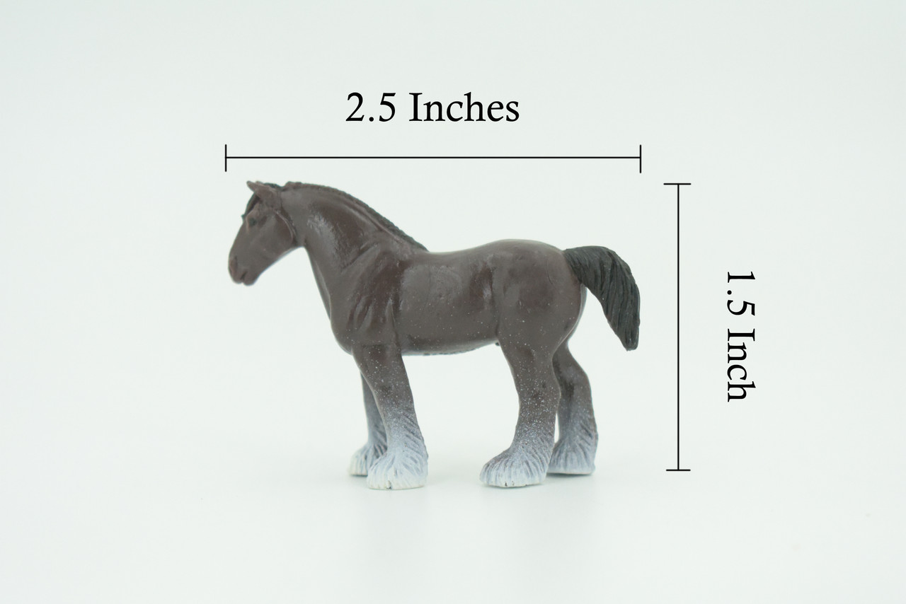 Clydesdale Horse, Hard Rubber, Hand Painted, Educational, Realistic, Figure, Farm Model, Replica, Kids, Toys, Gift,      2 1/2"     F7022 B97