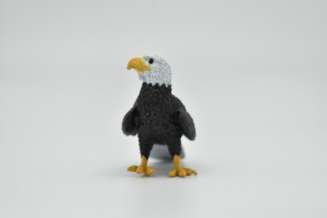 Bald Eagle, Very Nice Rubber Bird, Educational, Realistic, Hand Painted, Figure, Lifelike Model, Toys, Kids Gift,     2 Inches.