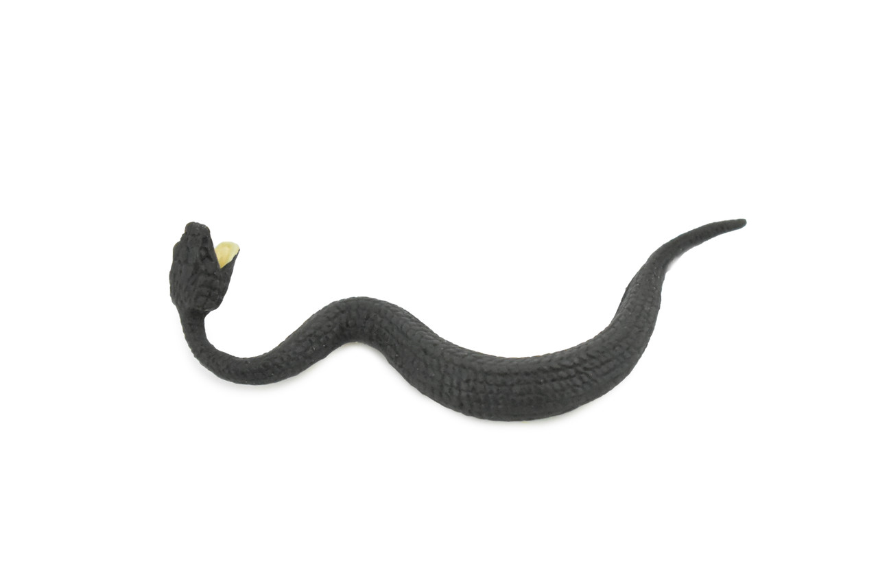 Black Water Moccasin, Snake, Rubber Reptile, Educational, Realistic Hand Painted, Figure, Lifelike Model, Figurine, Replica, Gift,      2 1/2 Inches