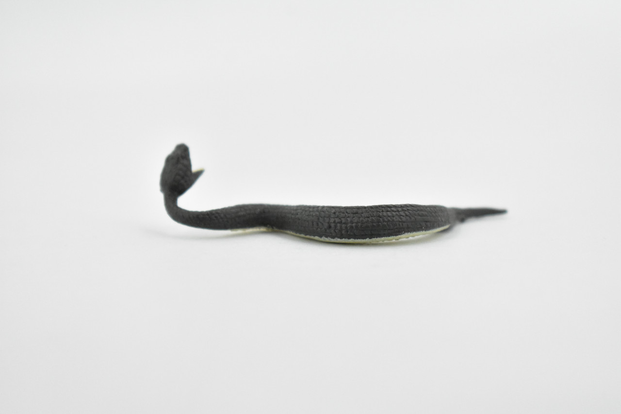 Black Water Moccasin, Snake, Rubber Reptile, Educational, Realistic Hand Painted, Figure, Lifelike Model, Figurine, Replica, Gift,      2 1/2 Inches    F7044 B165 