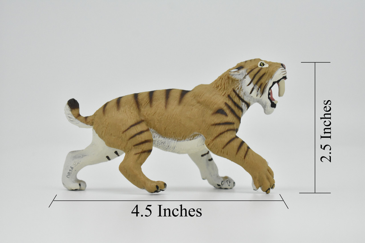 Saber-toothed Cat, Smilodon, Museum Quality Plastic Reproduction, Hand Painted    4 1/2"   F7057-B224