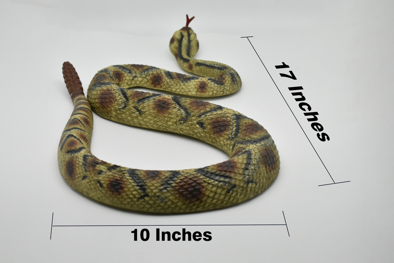 Rattlesnake, Realistic Museum Quality Replica Toy Snake, Kids Educational Gift, Firm Rubber Model  17" F3049 B195