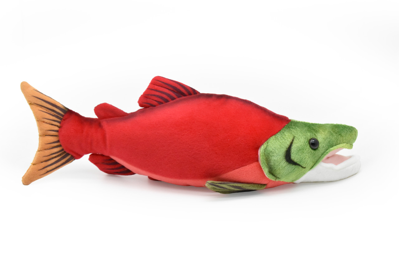 Sockeye Salmon, Very Nice Plush Fish, Stuffed Animal, Educational, Toy, Kids, Realistic Figure, Gift,     17"