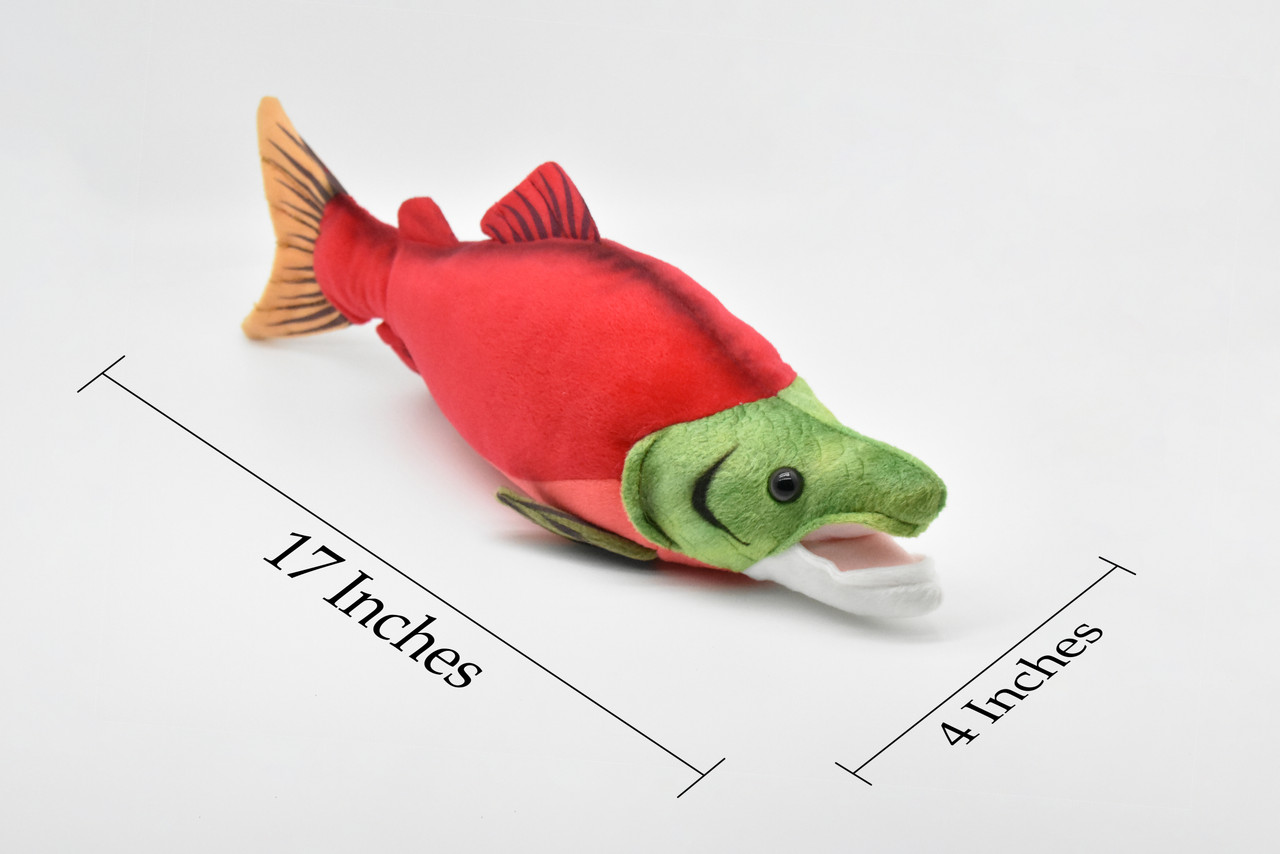 Sockeye Salmon, Very Nice Plush Fish, Stuffed Animal, Educational, Toy, Kids, Realistic Figure, Gift,     17"