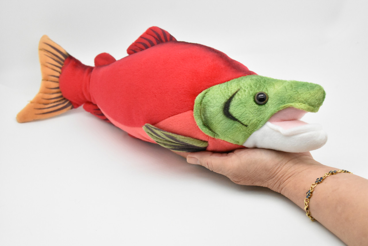 Sockeye Salmon, Very Nice Plush Fish, Stuffed Animal, Educational, Toy, Kids, Realistic Figure, Gift,     17"