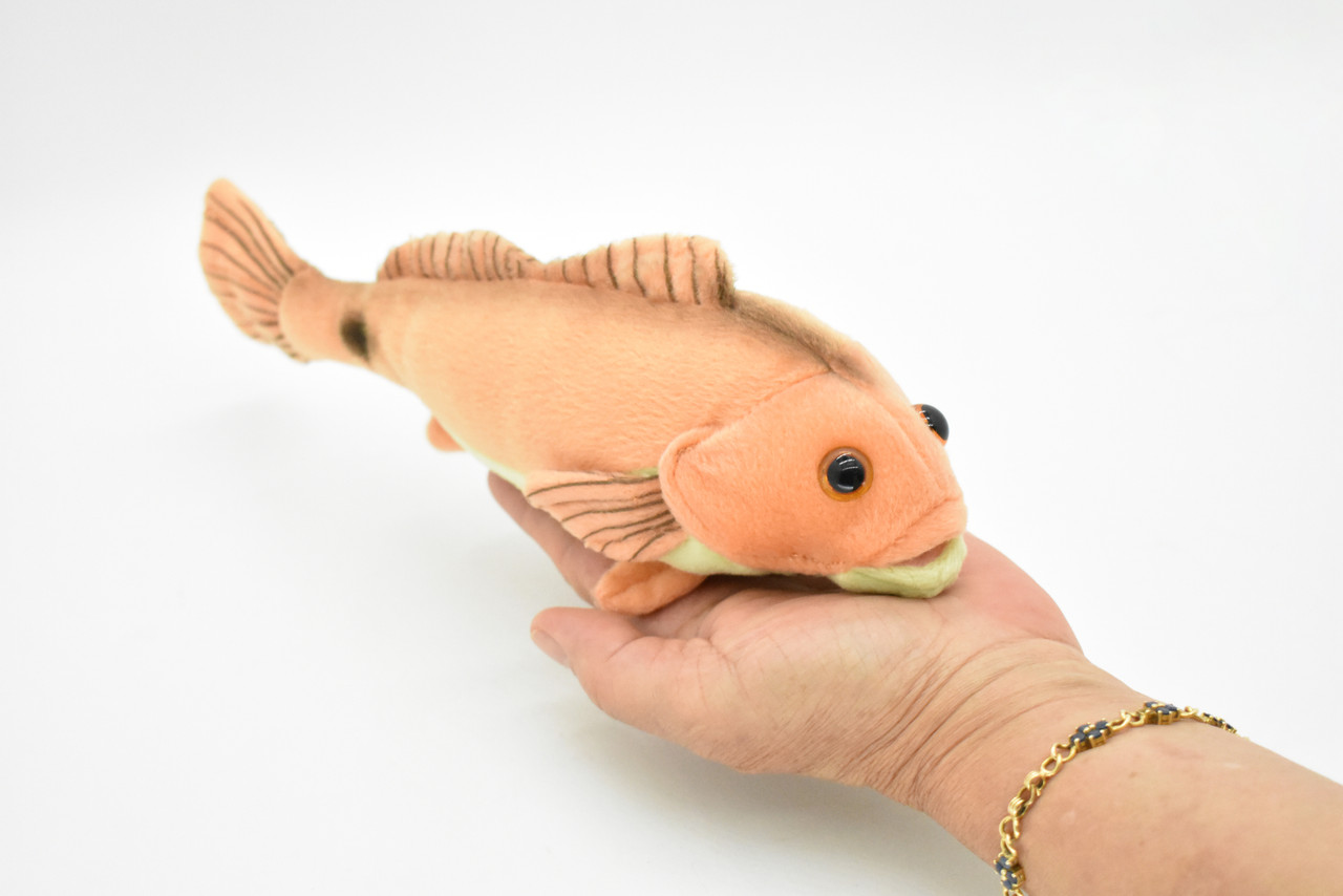 Red Fish, Drum, Spottail Bass, Saltwater Fish, Stuffed Animal, Educational, Plush Toy, Kids, Realistic Figure, Lifelike Model, Replica, Gift,       10"      F2400 BB55                        