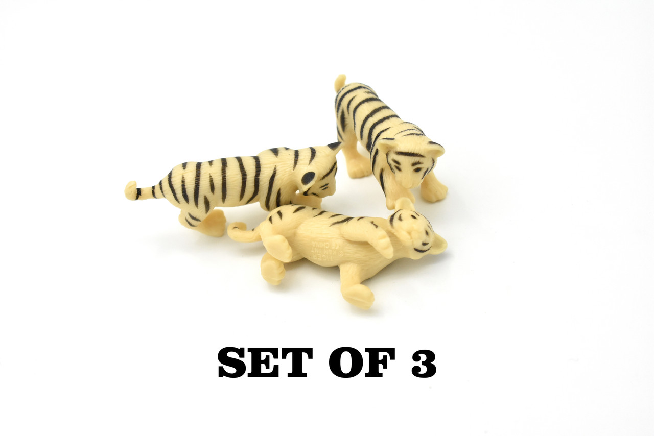 Tiger Cub, White, Realistic Toy Model Plastic Replica Animal Kids Educational Gift  2.5" F241 B206