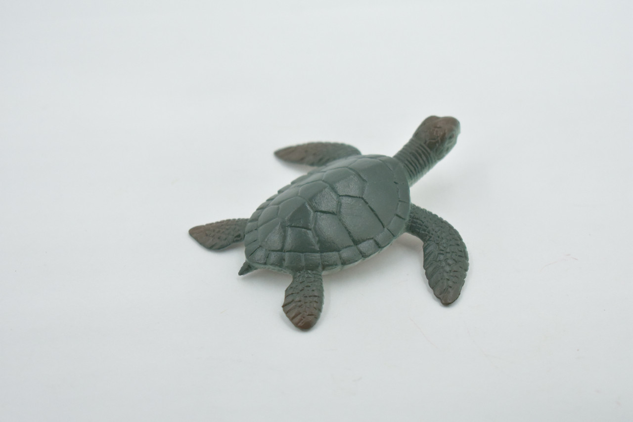 Sea Turtle, Two Tone Color, High Quality, Hand Painted, Rubber Reptile, Realistic, Figure, Model, Toy, Kids, Educational, Gift,     3"   F0024 B22