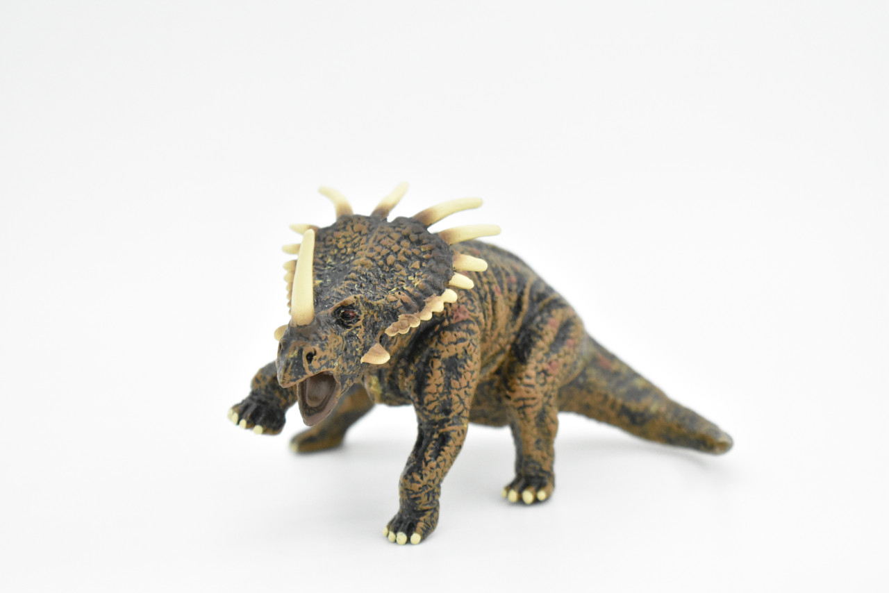 Styracosaurus Dinosaur,  Museum Quality Plastic Replica, Hand Painted Figurines      4"W x 2.5"H     F8001 B115