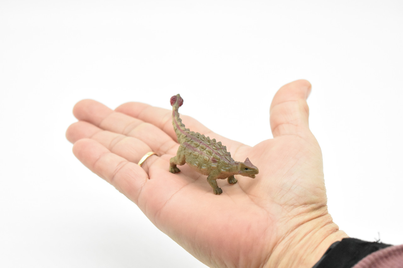 Ankylosaurus Dinosaur, Museum Quality, Animal, Educational, Realistic Hand Painted, Figure, Lifelike Model, Vintage Replica, Toy,  3 1/2 Inches. 