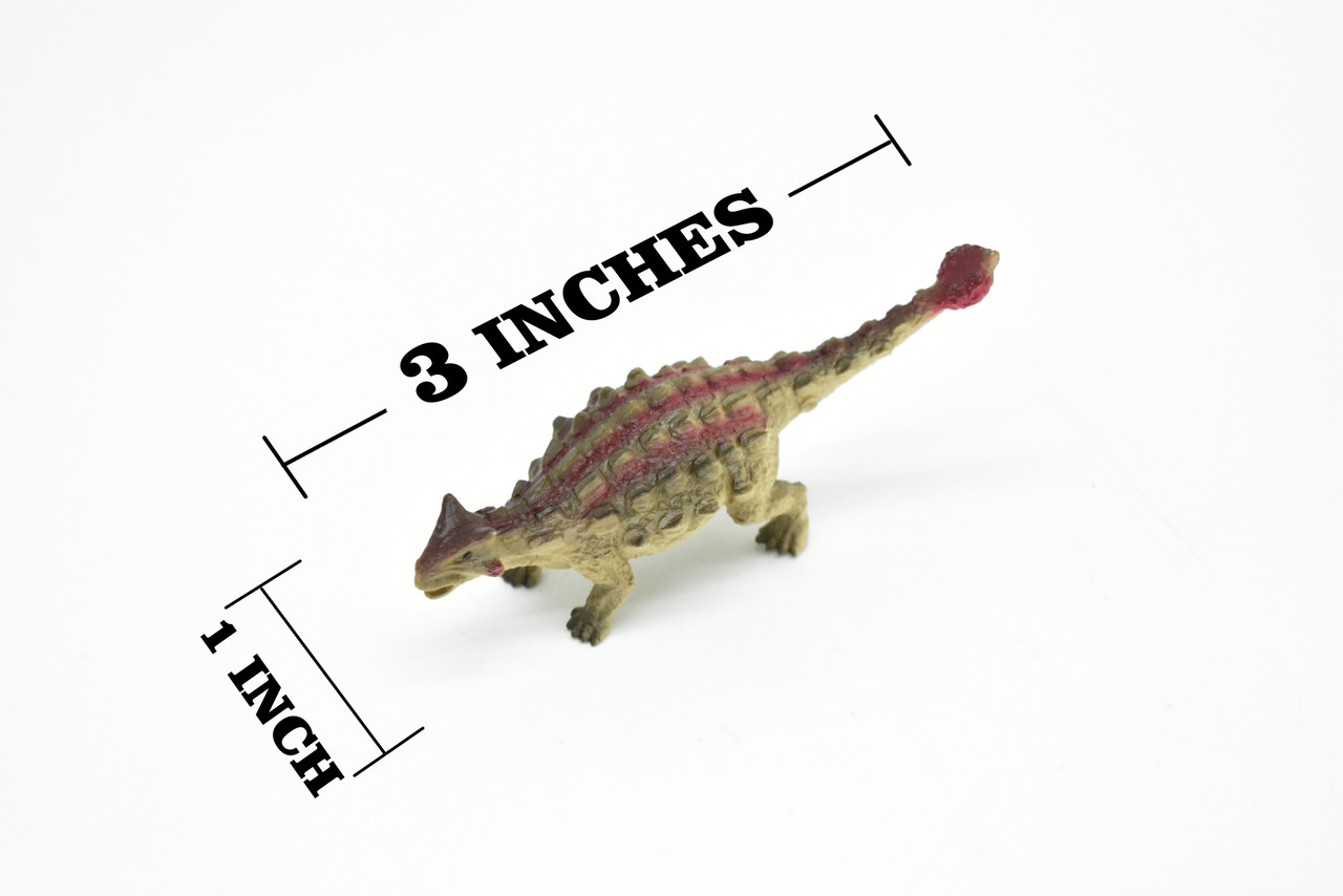 Ankylosaurus Dinosaur, Museum Quality, Animal, Educational, Realistic Hand Painted, Figure, Lifelike Model, Vintage Replica, Toy,  3 1/2 Inches. 
