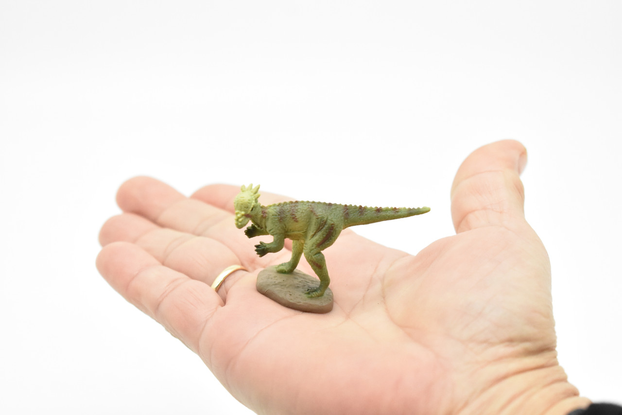 Pachycephalosaurus Dinosaur, Museum Quality, Animal, Educational, Realistic Hand Painted, Figure, Lifelike Model, Vintage Replica, Toy,  2 Inches. 