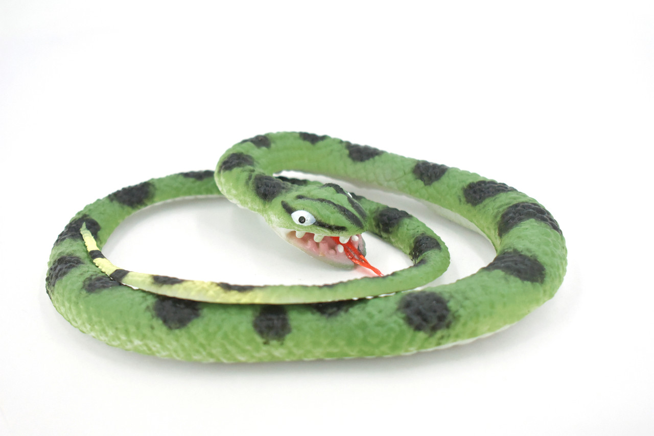 Snake, Green, Anaconda snake, Coiled, Rubber Reptile, Educational, Realistic Hand Painted, Figure, Lifelike Model, Figurine, Replica, Gift,     26"     F4437-B307   