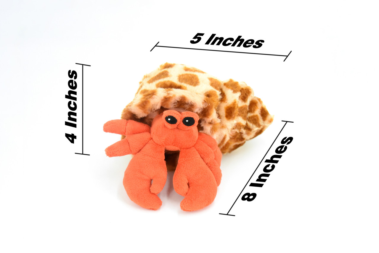 Hermit Crab, Crab Toy, Ocean, Soft, Plush, Stuffed Crustacean, Model, Replica, Kids, Educational, Gift,    8" 
