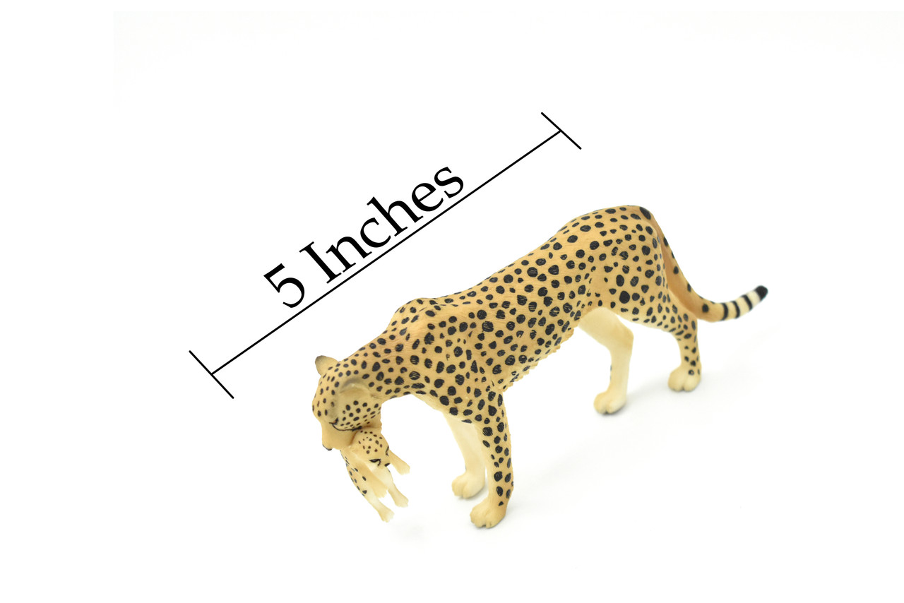 Cheetah With Cub, Realistic Toy Model Plastic Replica Animal, Kids Educational Gift  5"  M096 B606