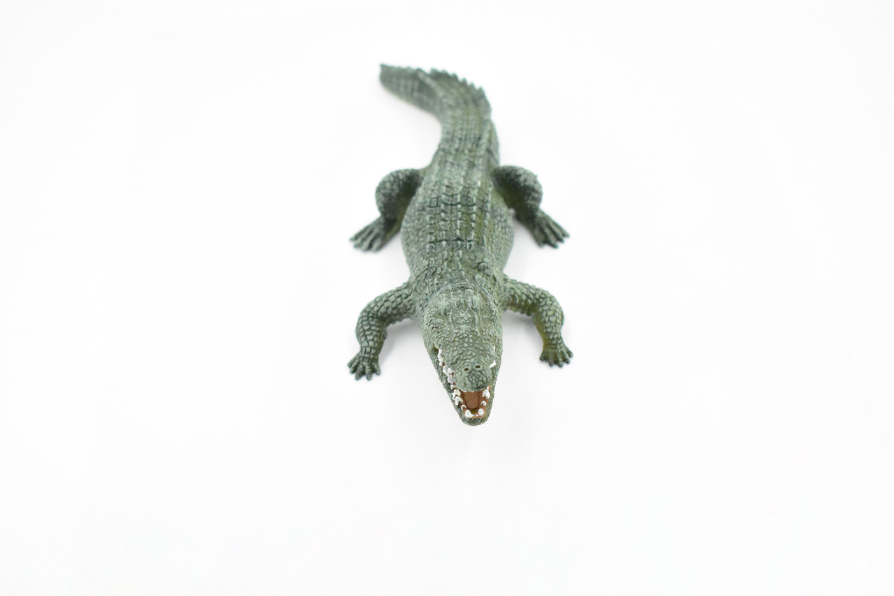 Crocodile, Alligator, Museum Quality Rubber Lizard, Educational, Realistic Hand Painted Figure, Lifelike Model, Figurine, Replica, Gift,     7 3/4"   M098 B607