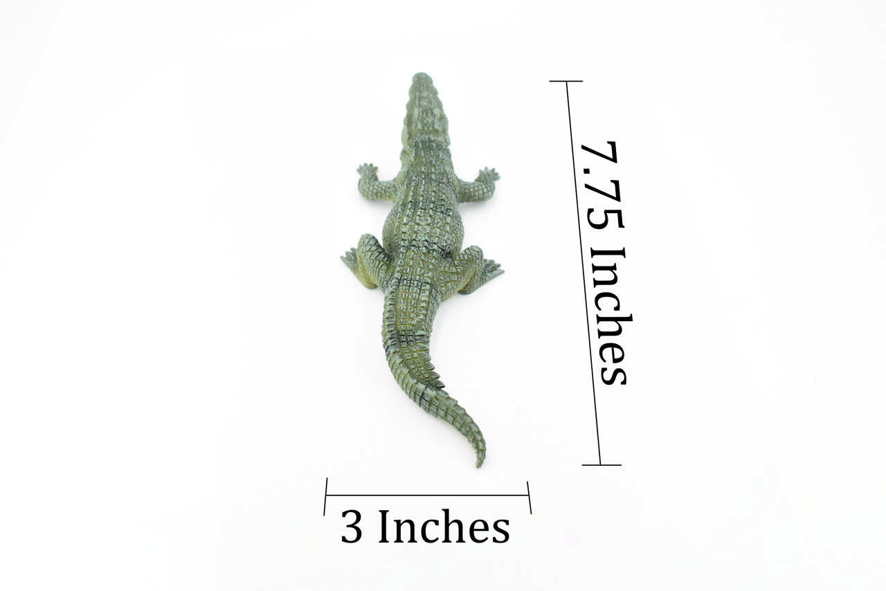Crocodile, Alligator, Museum Quality Rubber Lizard, Educational, Realistic Hand Painted Figure, Lifelike Model, Figurine, Replica, Gift,     7 3/4"   M098 B607