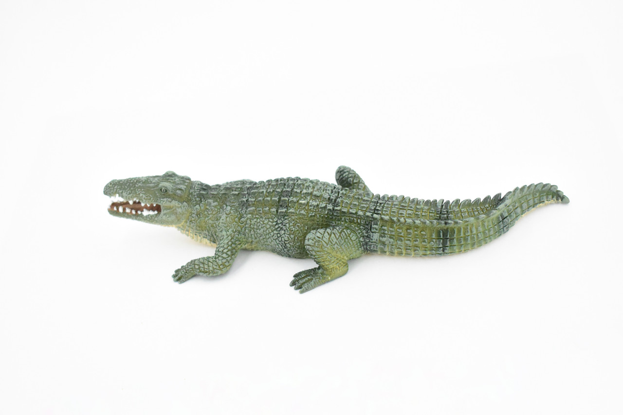 Crocodile, Alligator, Museum Quality Rubber Lizard, Educational, Realistic Hand Painted Figure, Lifelike Model, Figurine, Replica, Gift,     7 3/4"   M098 B607
