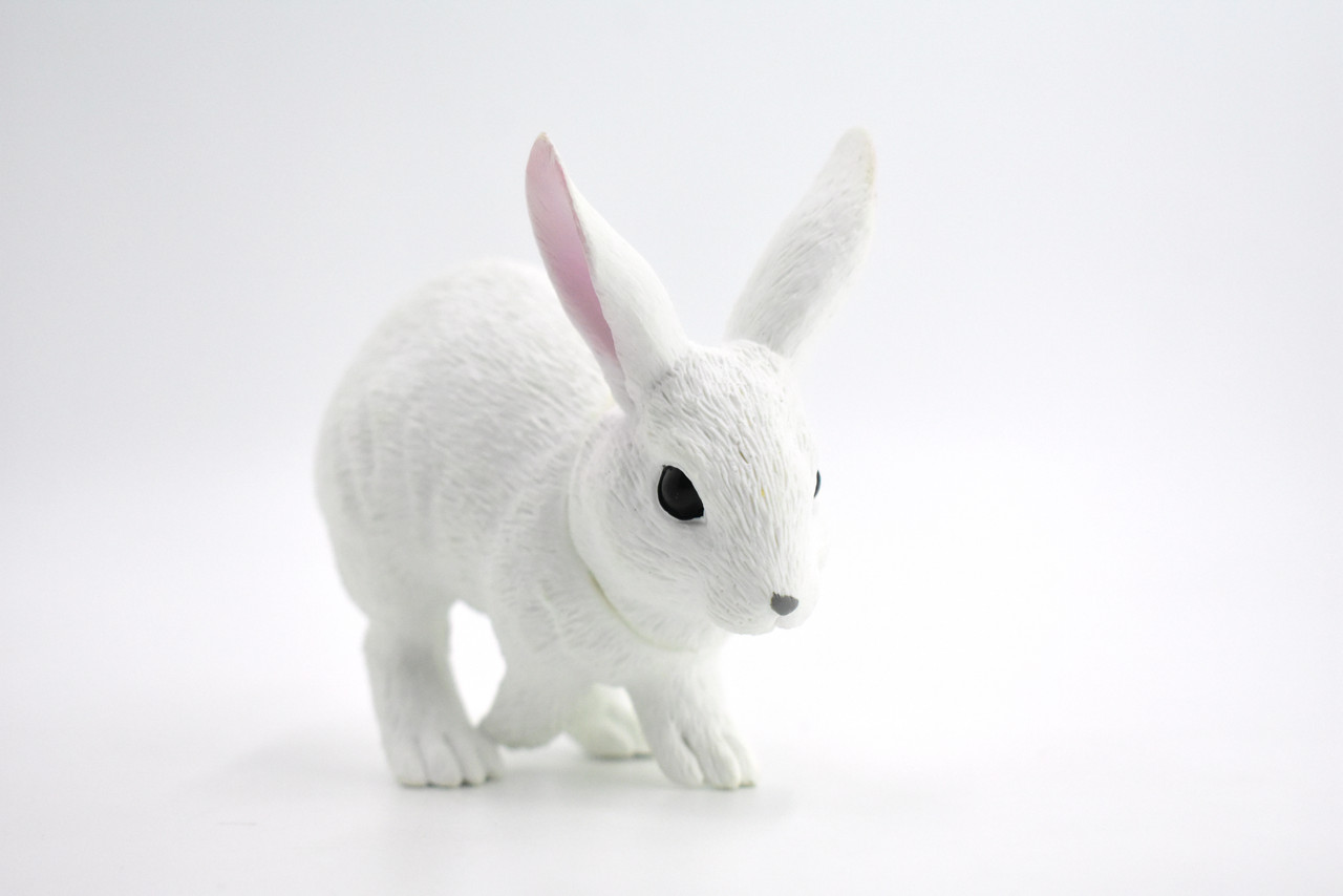 Rabbit, White, Museum Quality Plastic Animal, Educational, Toy, Kids, Realistic Hand Painted Figure, Lifelike Model, Figurine, Replica, Gift,    4"   OK22-B618         