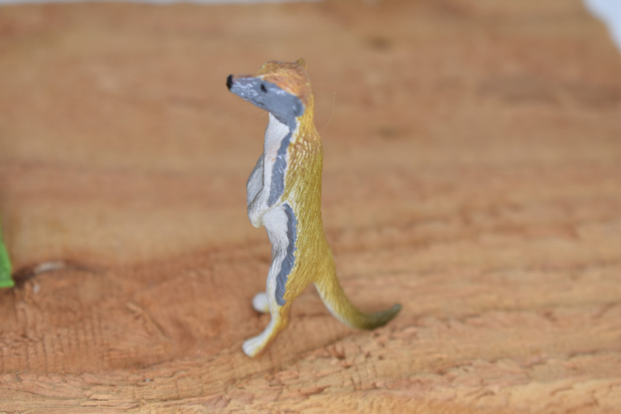 Meerkat, Standing, Suricata suricatta, Hand Painted, Realistic, Very Nice Rubber Design, Educational, Diorama Model, Lifelike, Toy,  2 1/4 Inches Tall.
