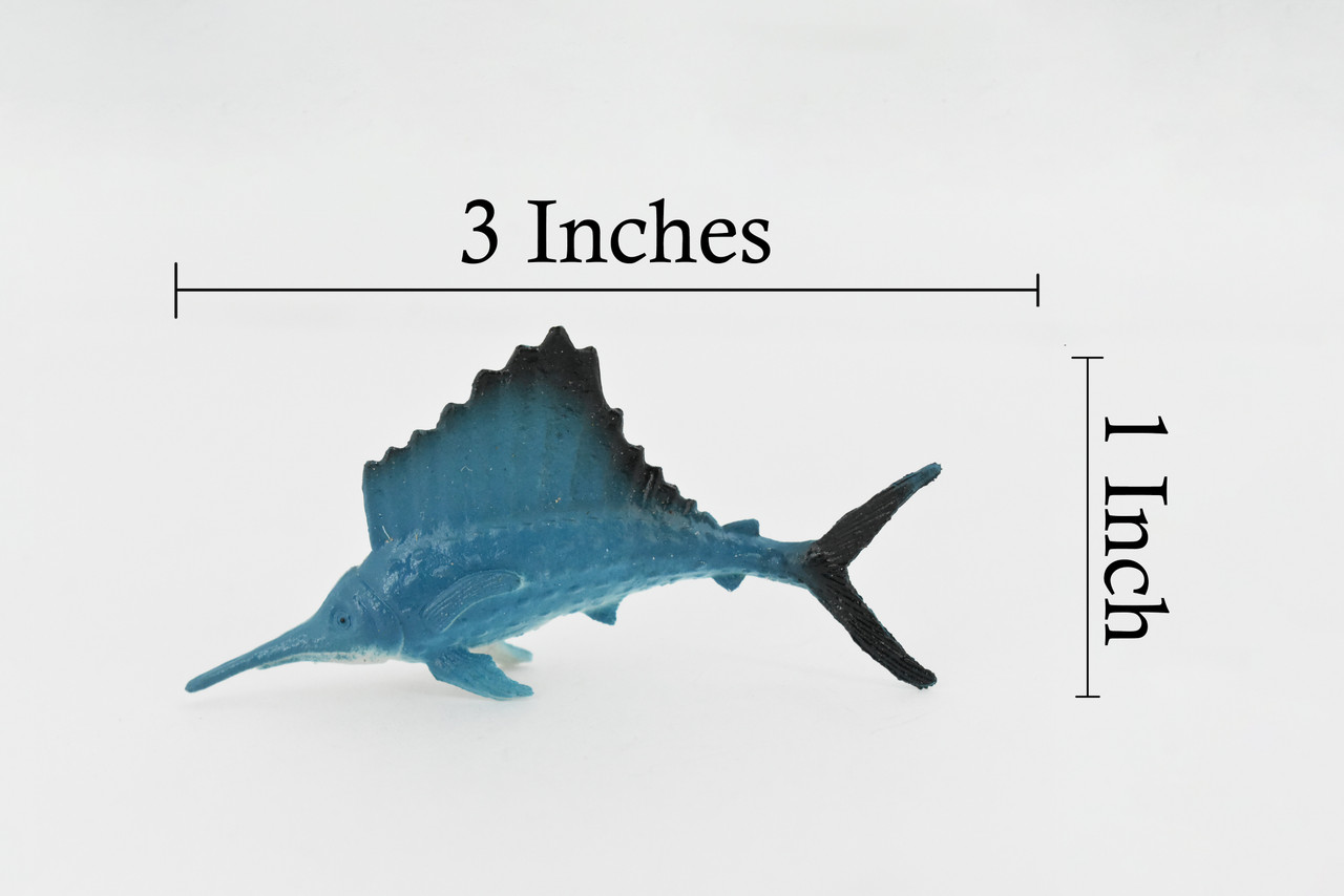 Sailfish, Billfish,  Rubber Fish, Realistic Toy Figure, Model, Replica, Kids, Educational, Gift,      3"     F1134 B163