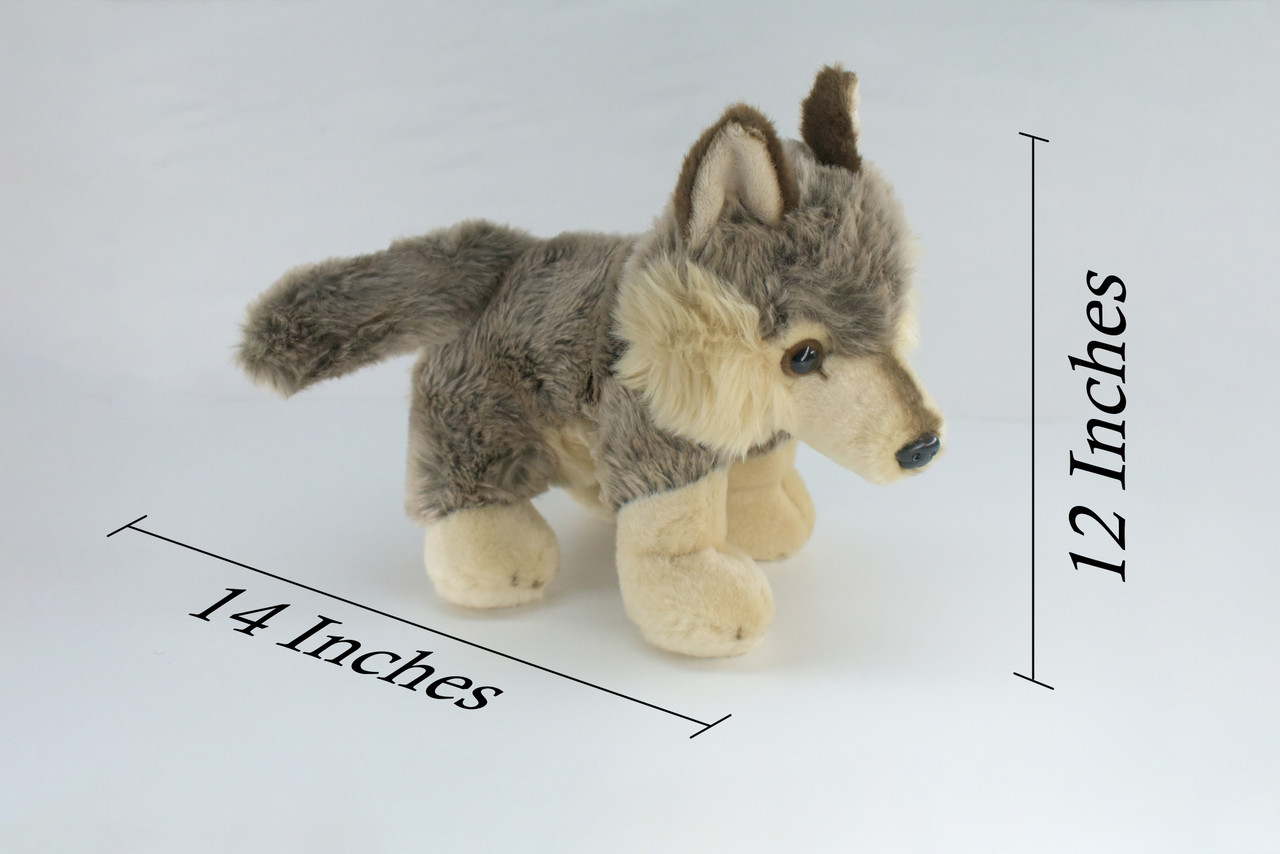 Wolf, Very Cute Plush Animal, Soft, Stuffed Toy, Educational, Realistic, Beautiful Wolf Design, Figure, Lifelike, Replica, Gift,        14"      F1701 B130