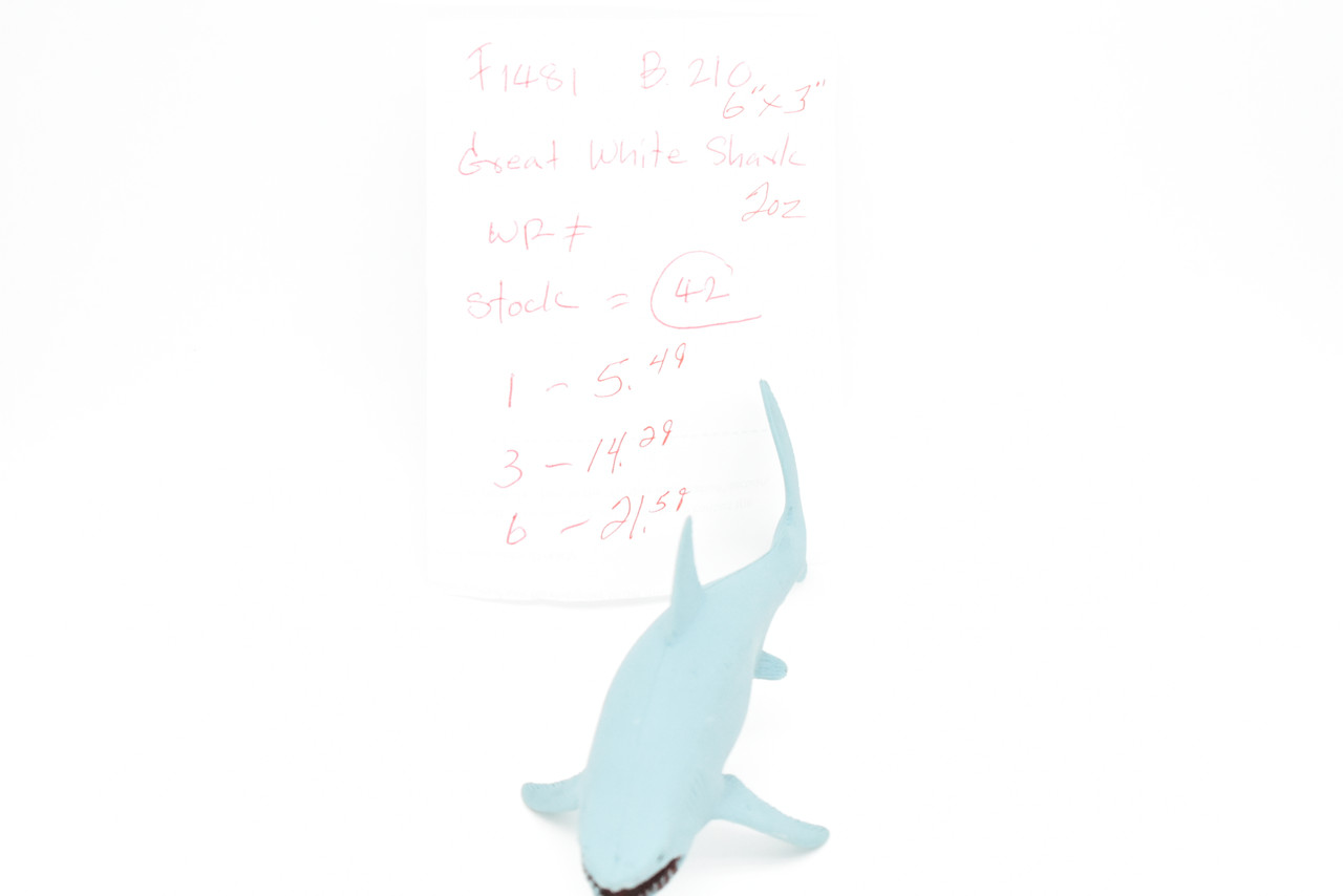 Great White Shark, Very Nice Rubber Replica    6"  -   F1481 B210