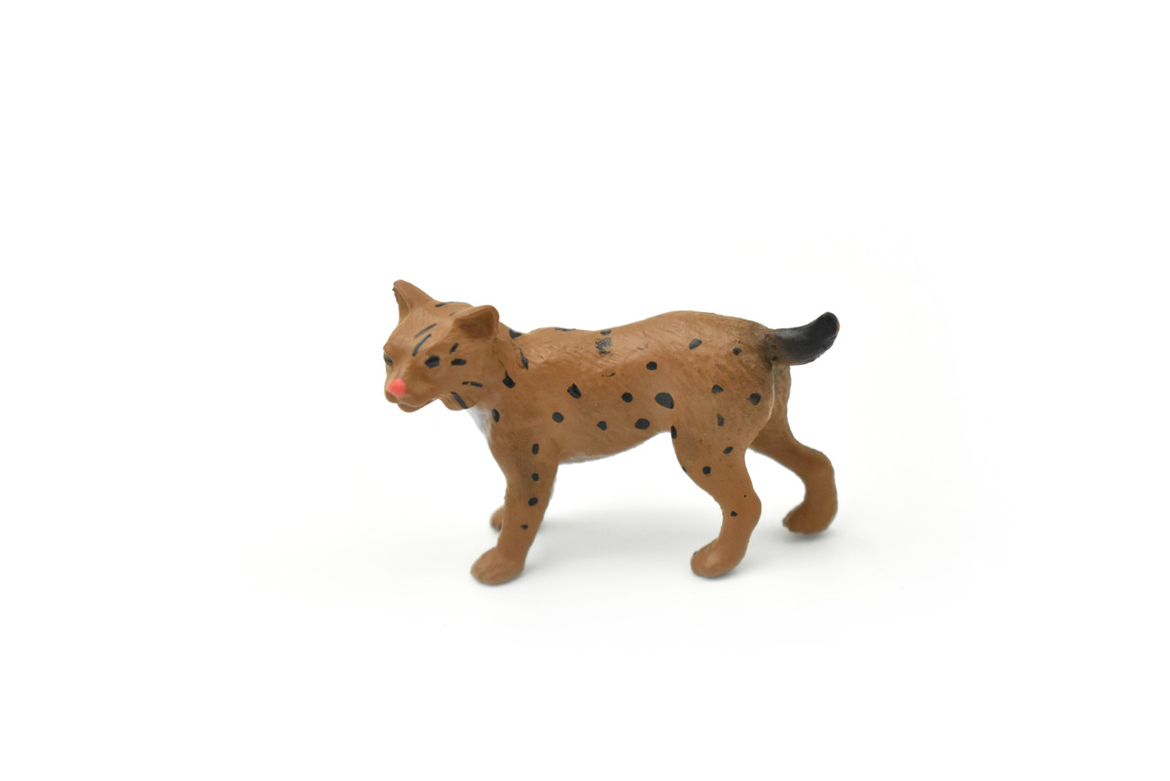 Bobcat, Cub, Rubber Animal, Educational, Realistic, Hand Painted, Figure, Lifelike Model, Figurine, Replica, Gift,     2 Inchs 