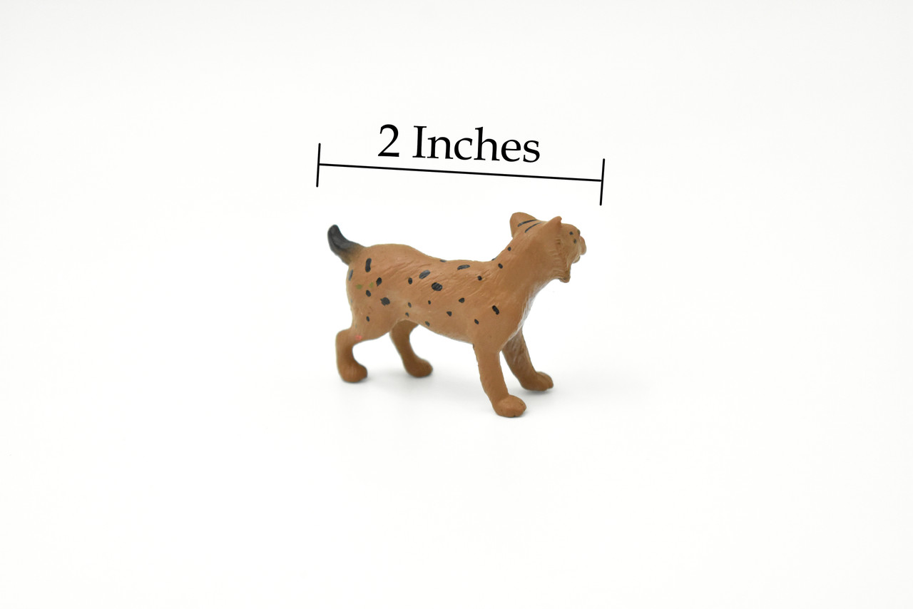 Bobcat, Cub, Nice Rubber Animal, Educational, Realistic Cat, Hand Painted, Figure, Lifelike Model, Figurine, Replica, Gift,     2 Inches   