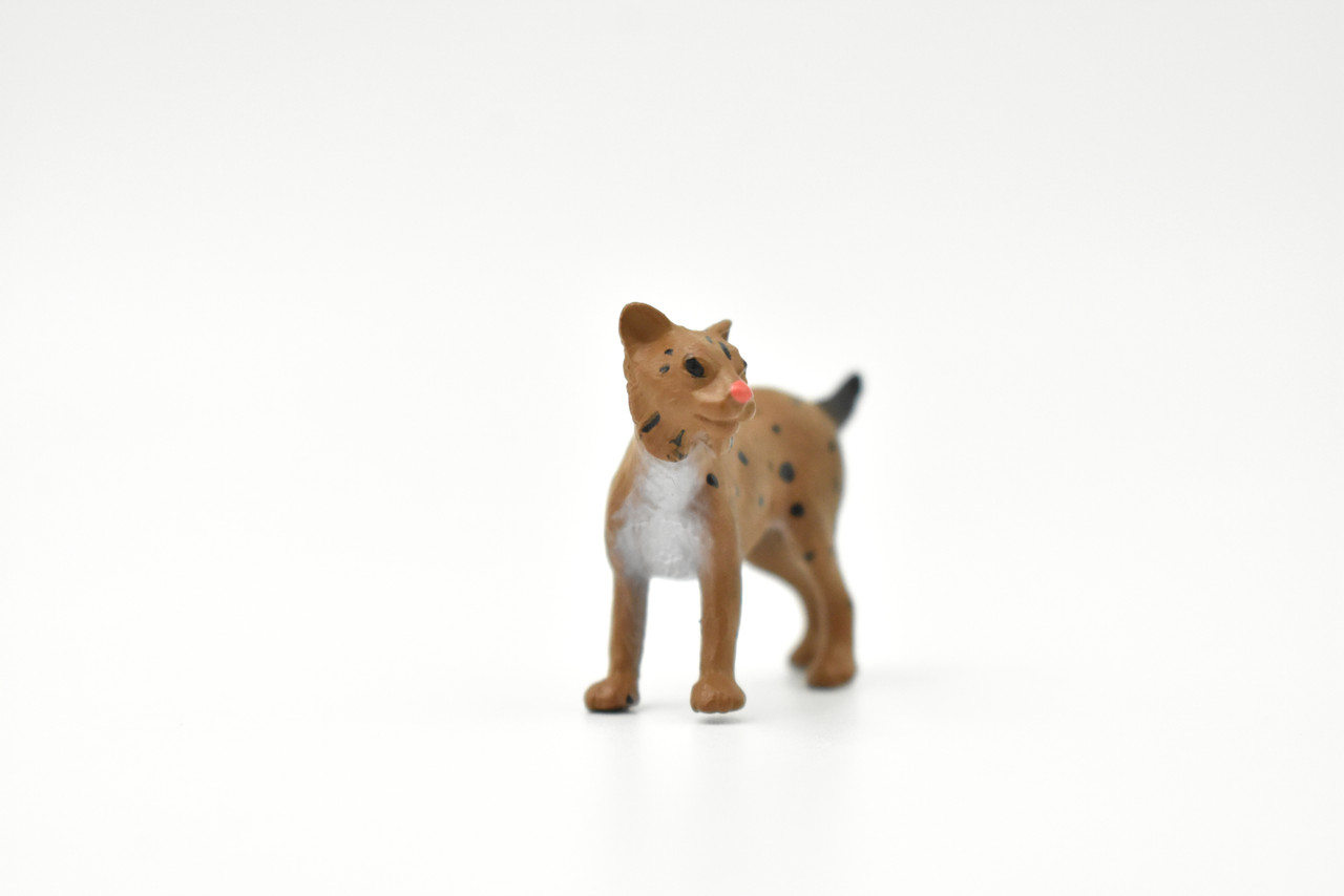 Bobcat, Cub, Nice Rubber Animal, Educational, Realistic Cat, Hand Painted, Figure, Lifelike Model, Figurine, Replica, Gift,     2 Inches   