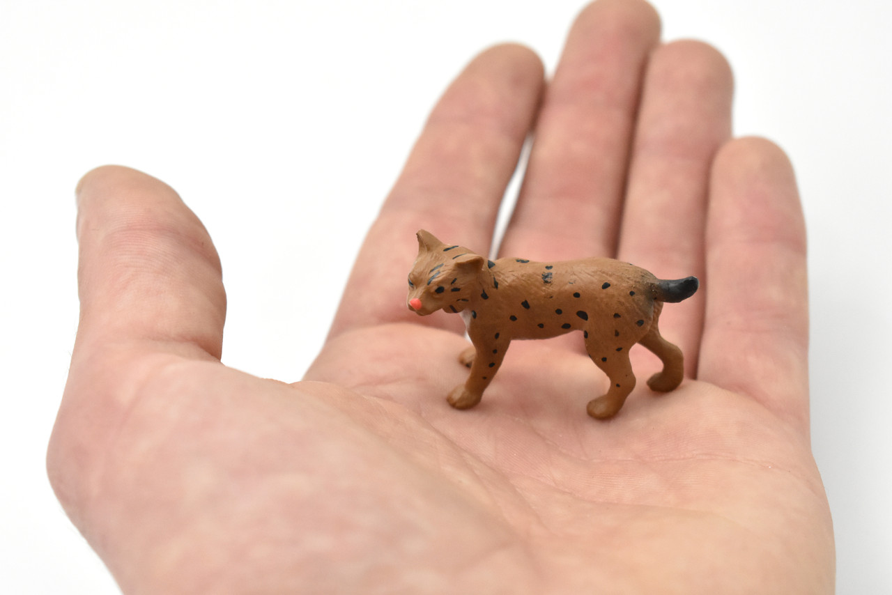 Bobcat, Cub, Nice Rubber Animal, Educational, Realistic Cat, Hand Painted, Figure, Lifelike Model, Figurine, Replica, Gift,     2 Inches   