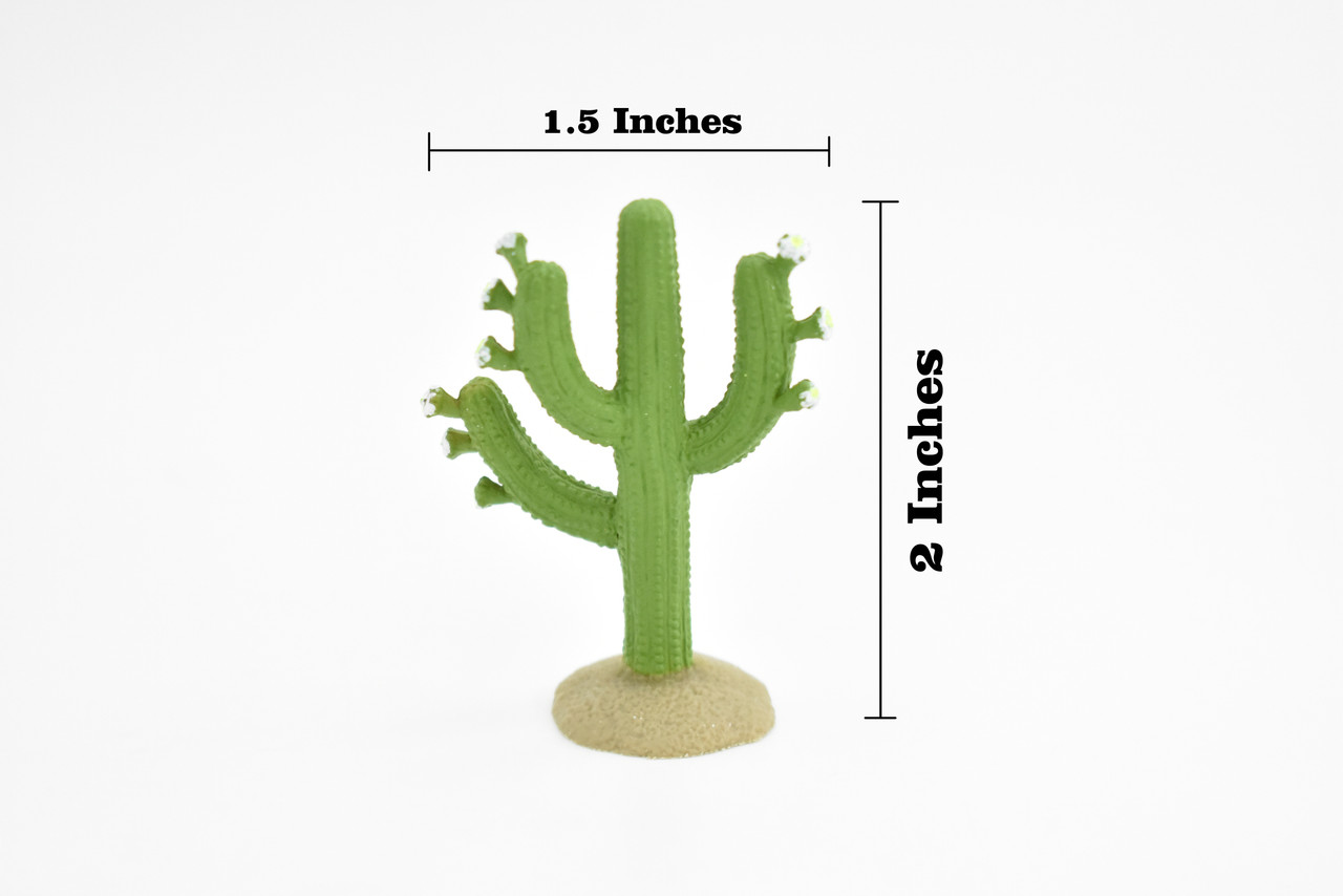 Saguaro Cactus, White Flowers, Columnar, Rubber, Educational, Desert Cactus, Realistic Figure, Model, Replica, Kids, Toys, Gift,   2 Inches